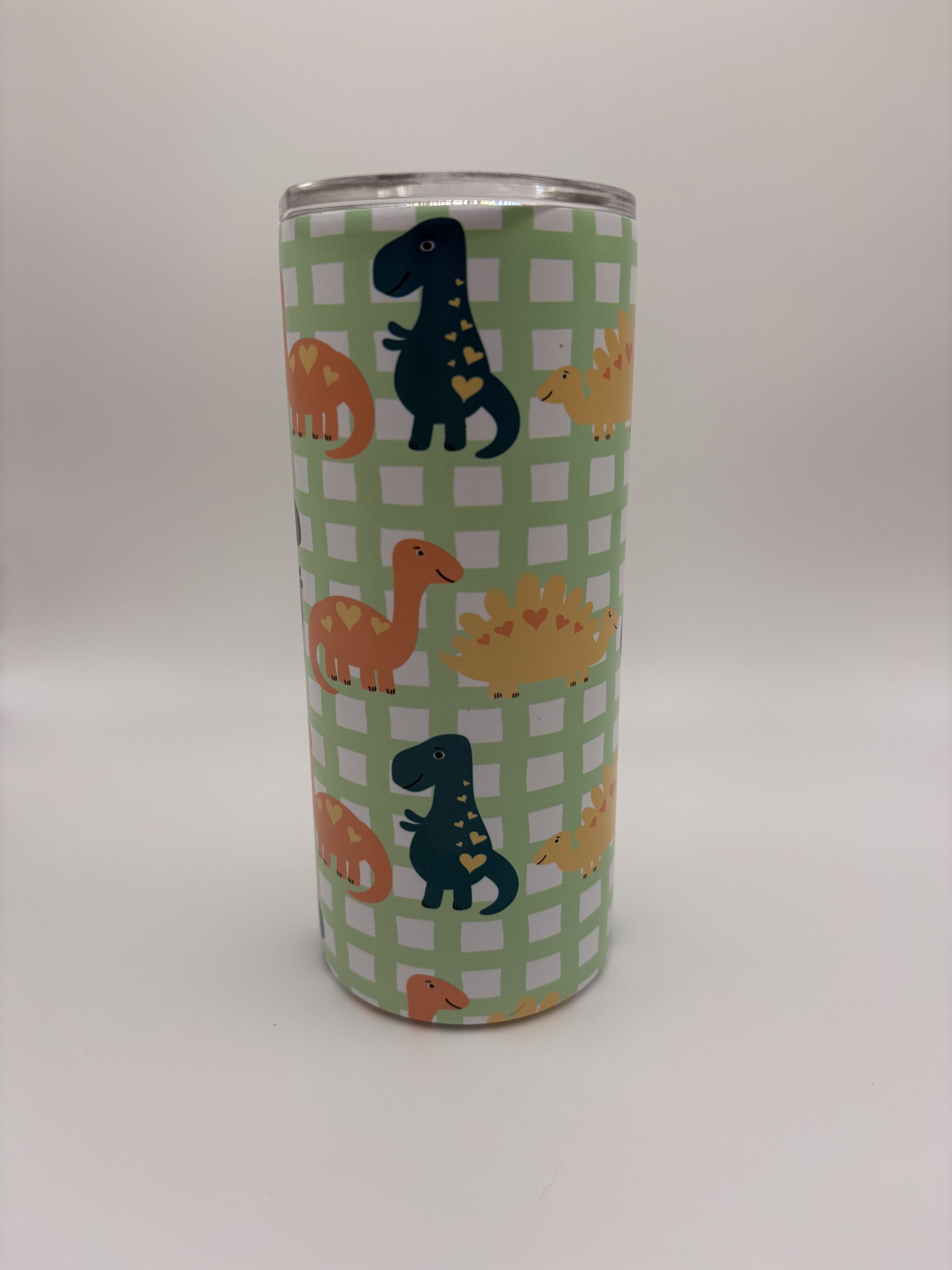 Gingham Dinos - 15 oz Glow in the Dark Tumbler