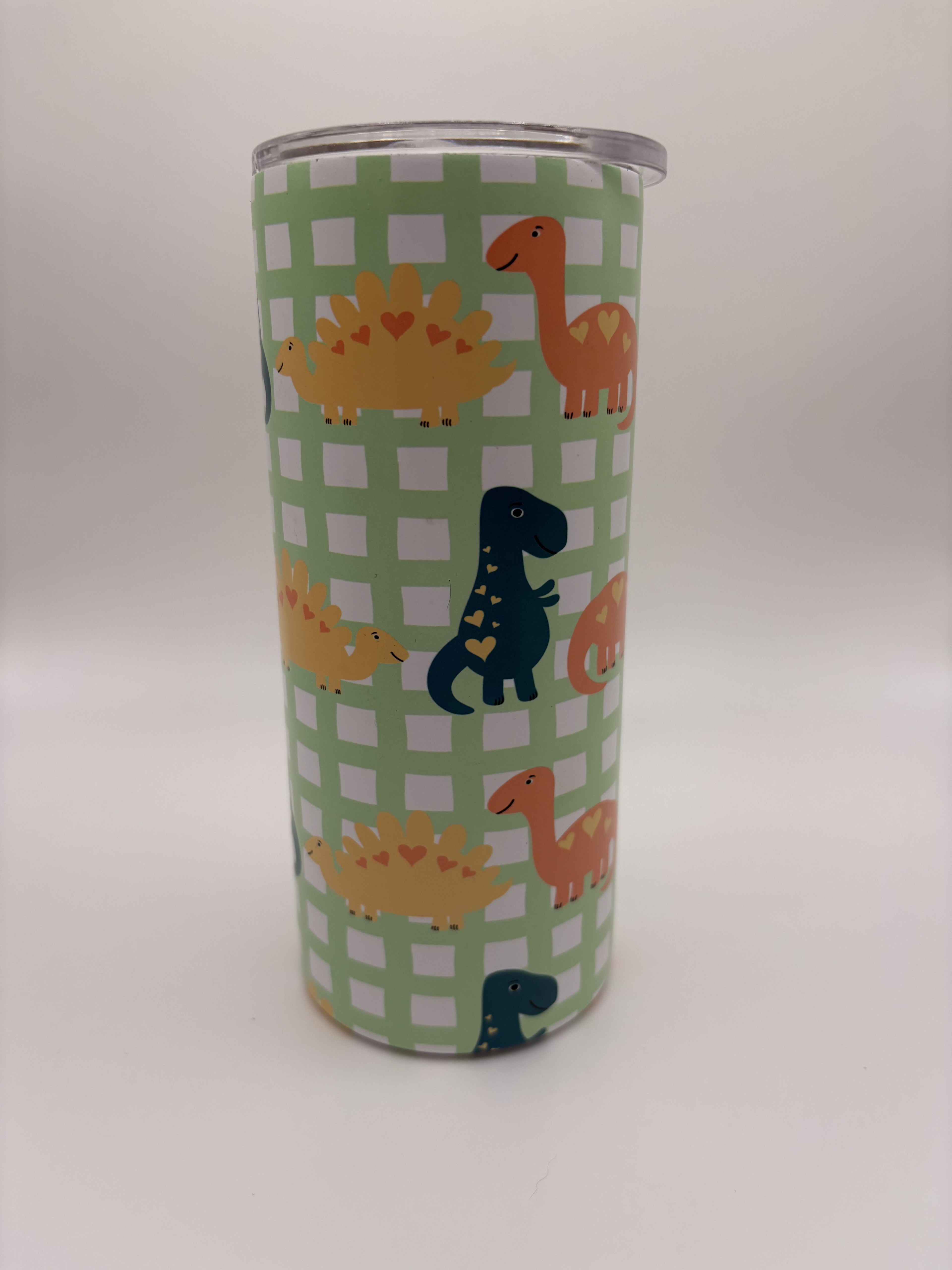 Gingham Dinos - 15 oz Glow in the Dark Tumbler