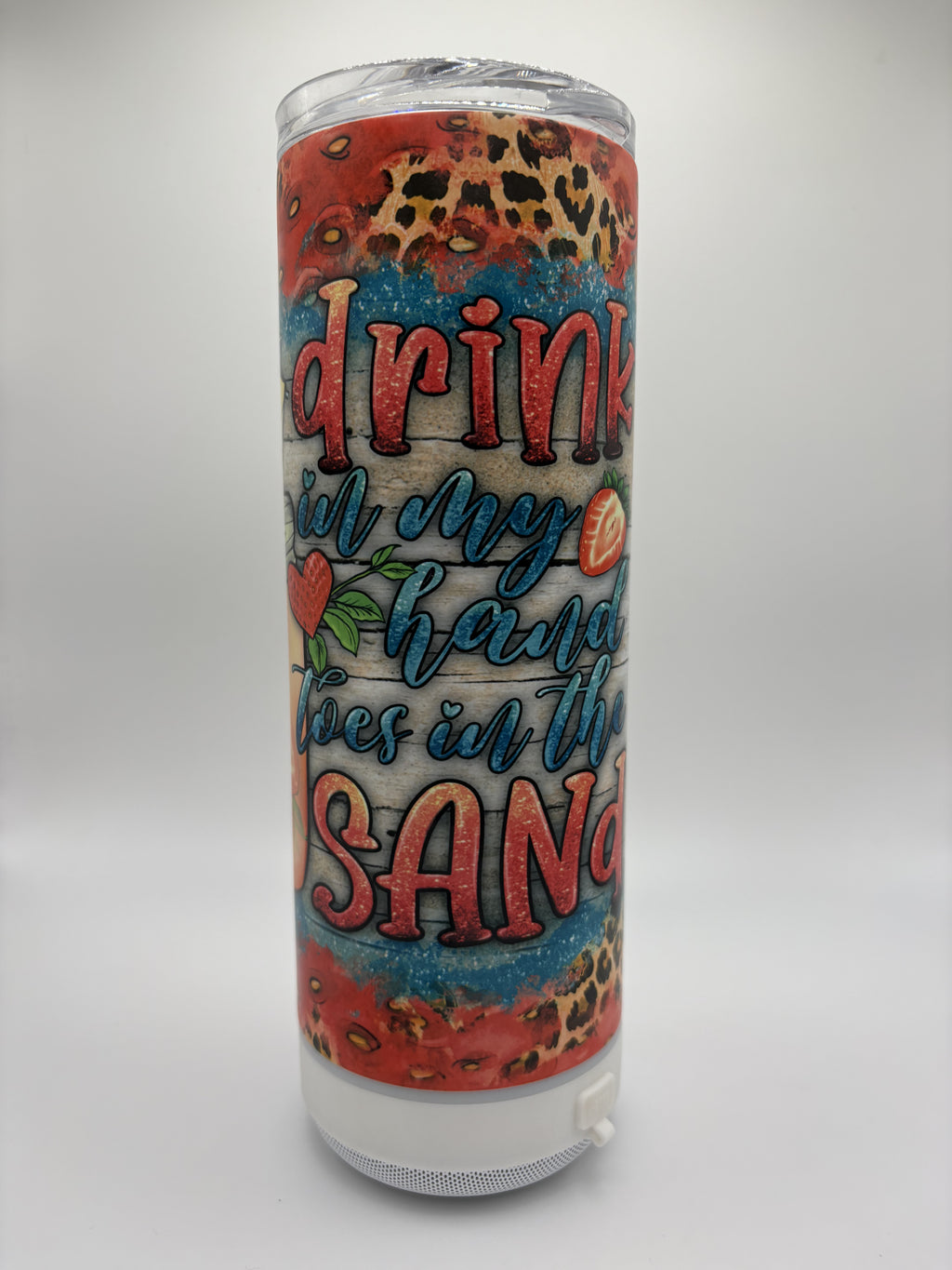 Toes in the Sand - 20 oz Glow in the Dark Speaker Tumbler