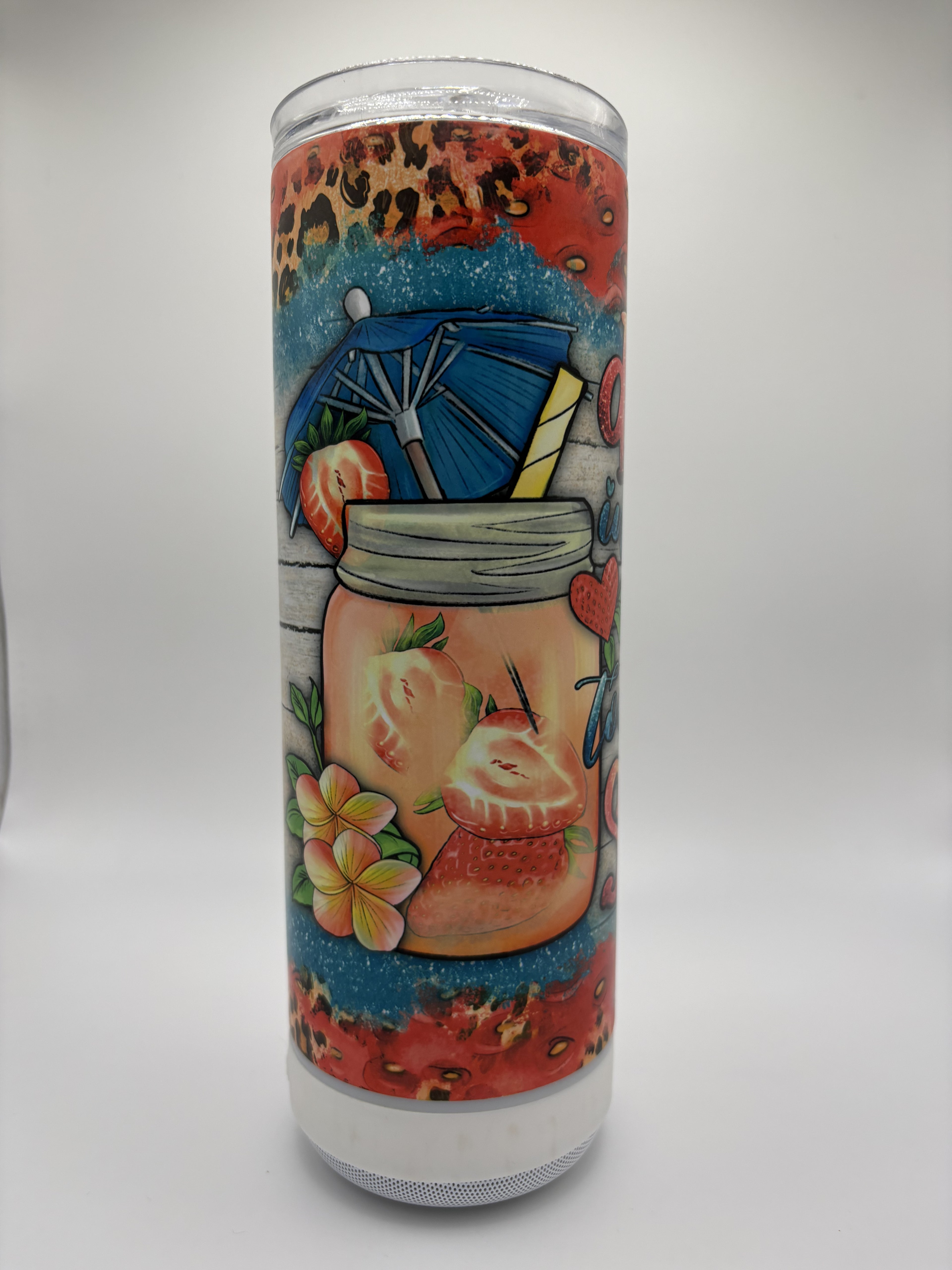 Toes in the Sand - 20 oz Glow in the Dark Speaker Tumbler