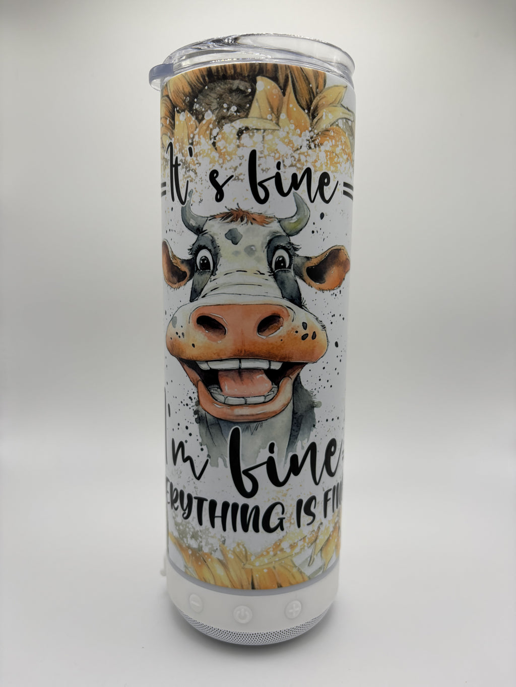 It's Fine Cow - 20 oz Glow in the Dark Speaker Tumbler