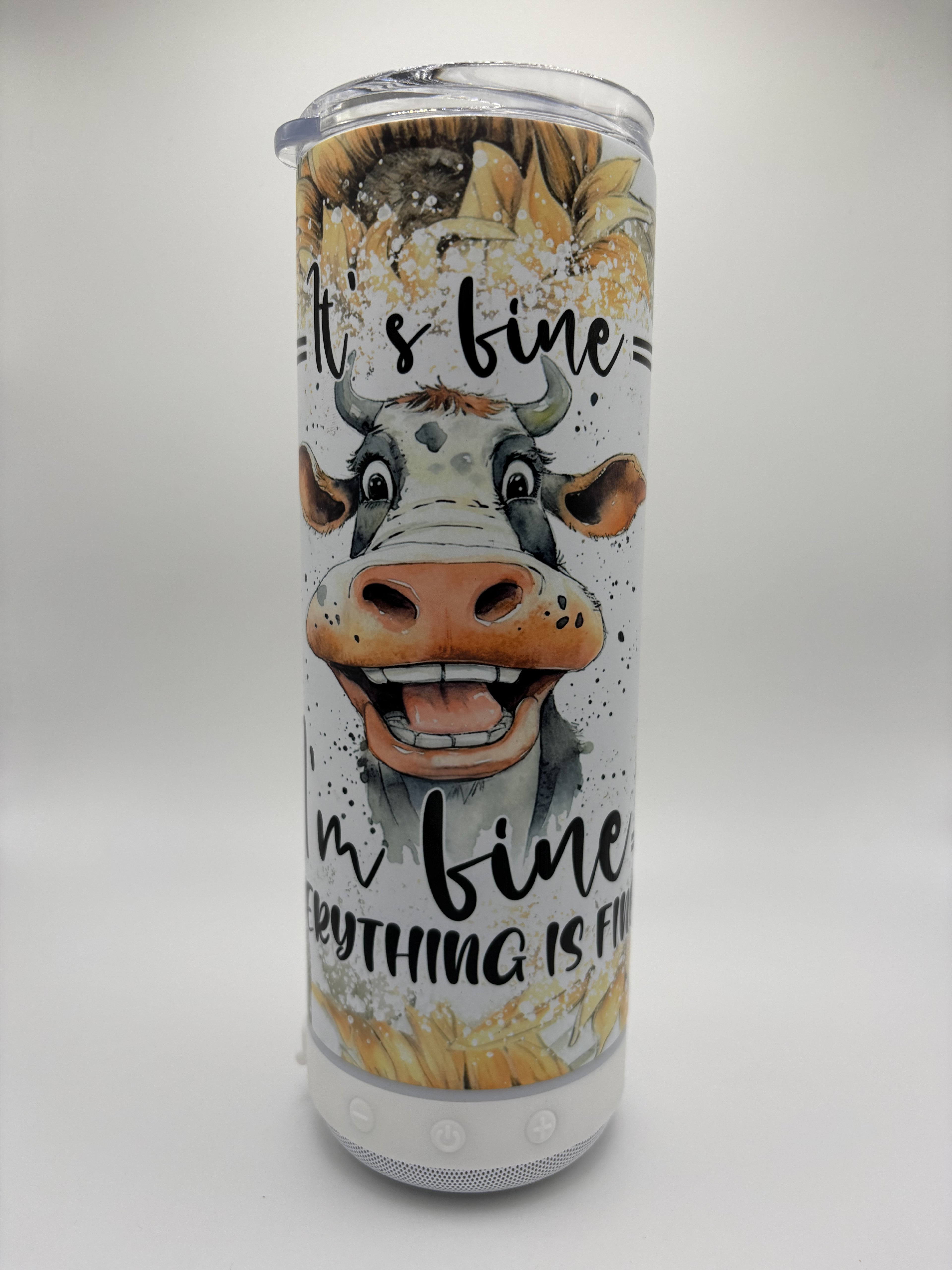 It's Fine Cow - 20 oz Glow in the Dark Speaker Tumbler