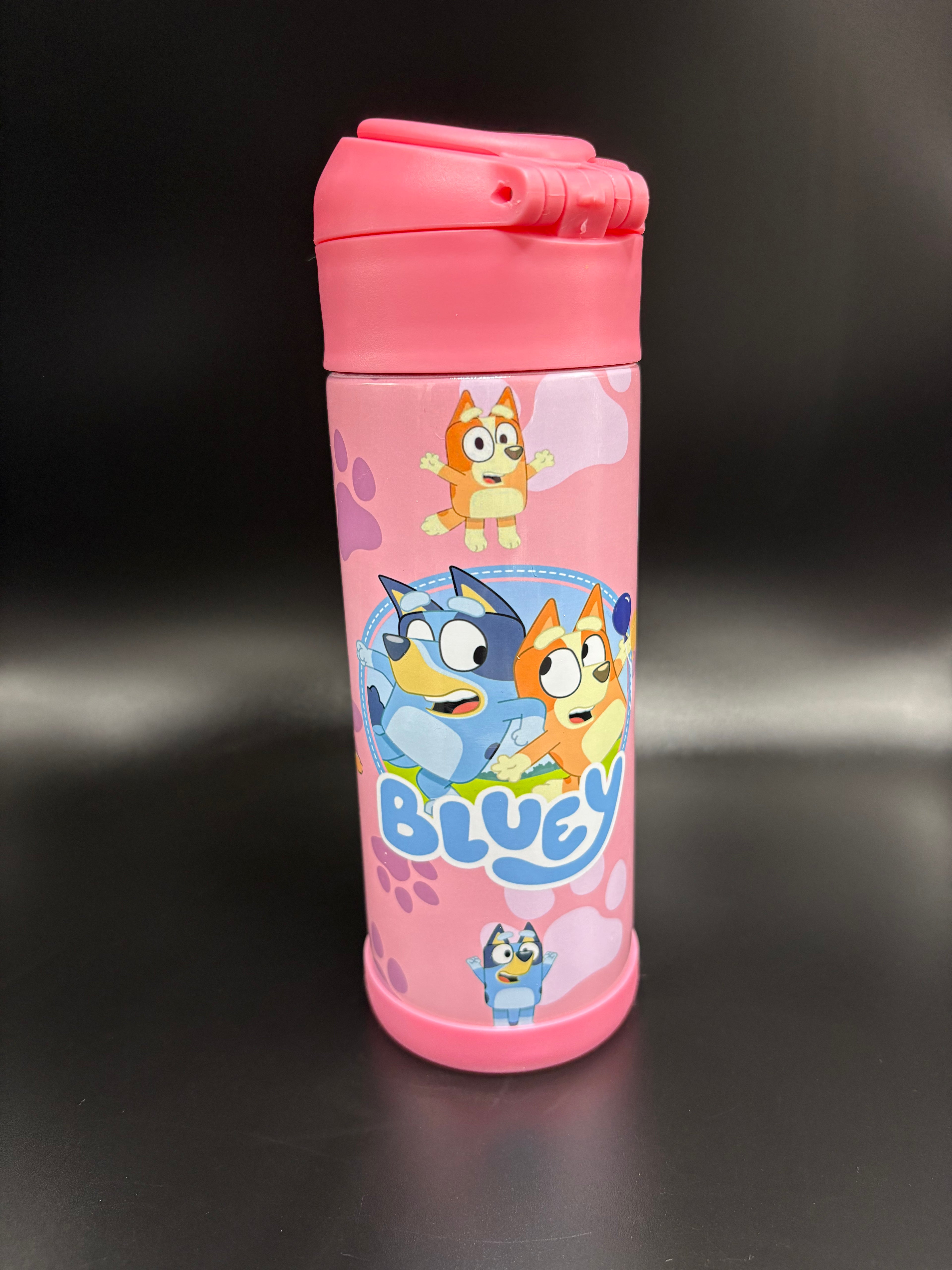 Blue Dog Flip Top Sippy Pink